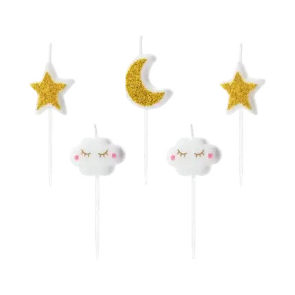 Velas de cumpleaños Estrellita doradas (Set de 5)