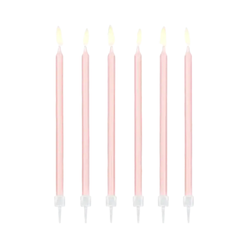 12 velas de cumpleaños rosa claro (14cm)