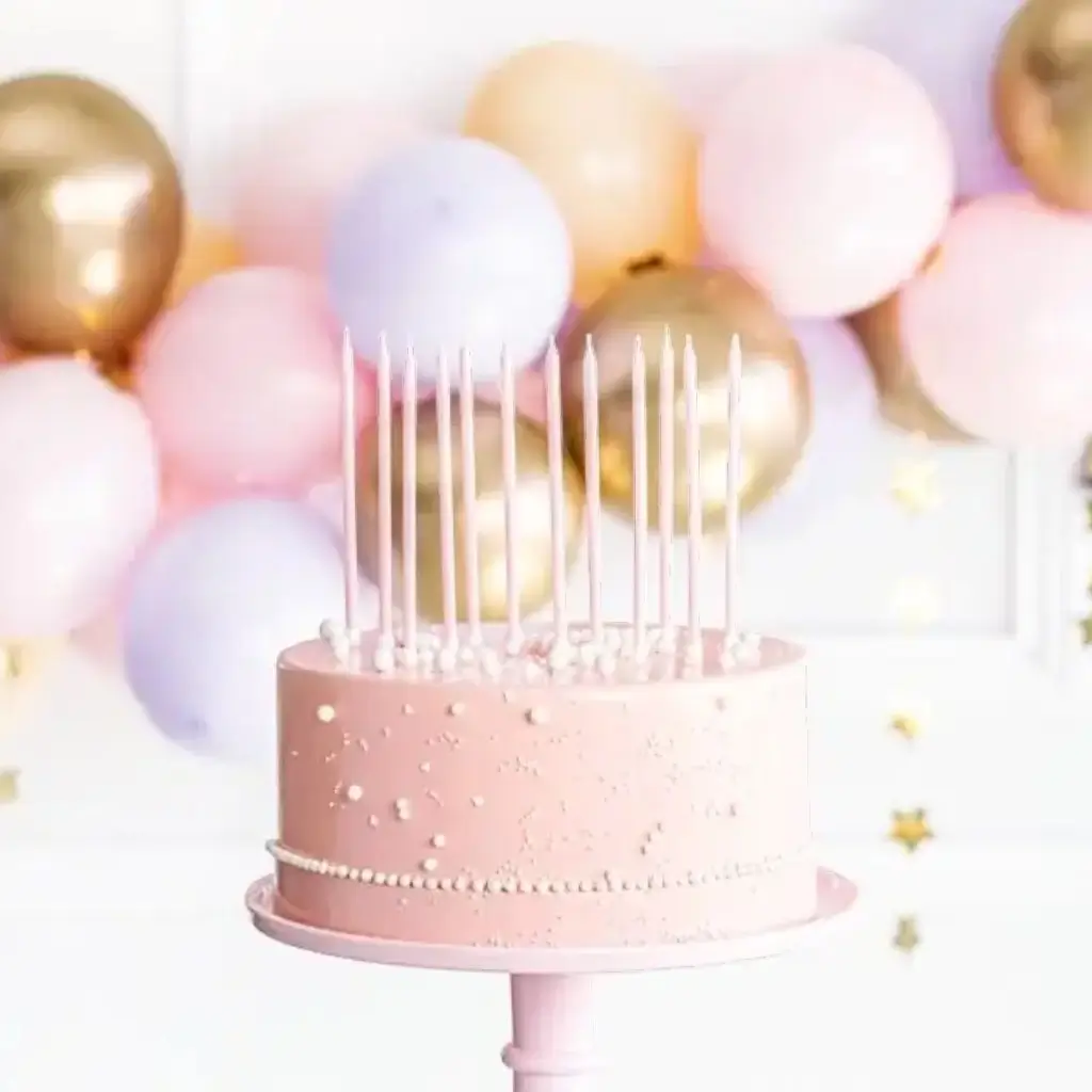 12 velas de cumpleaños rosa claro (14cm)