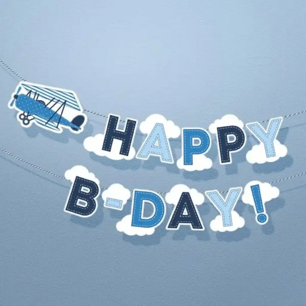 Feliz Cumpleaños Guirnalda de Aviador Azul
