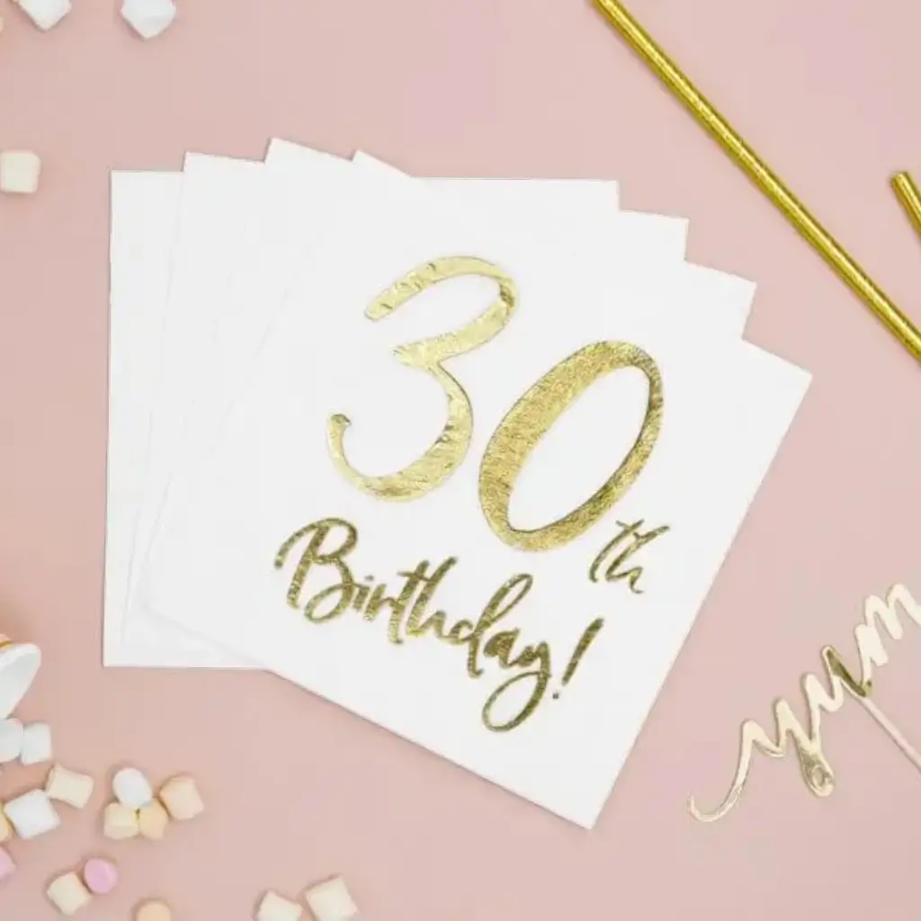 Toalla de papel del 30º cumpleaños (Juego de 20)