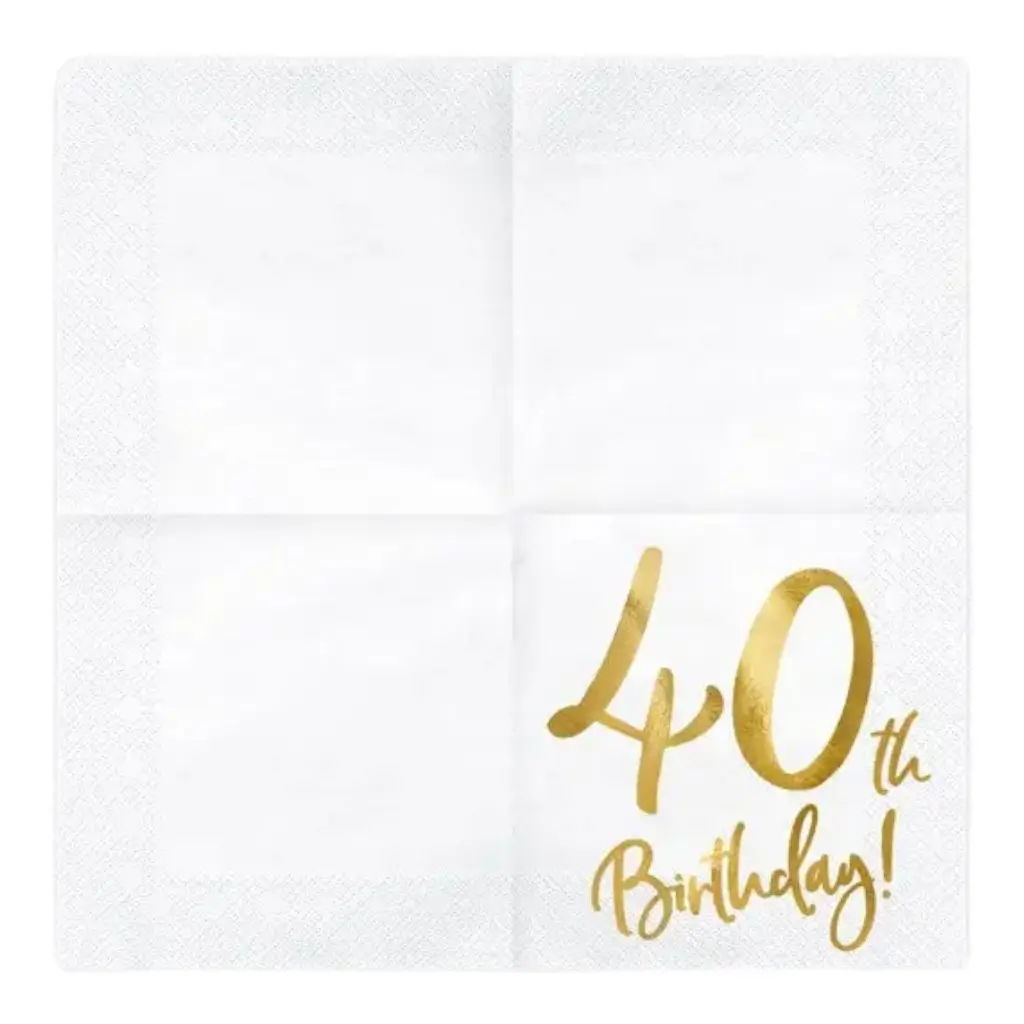 Toalla de papel del 40º cumpleaños (Juego de 20)