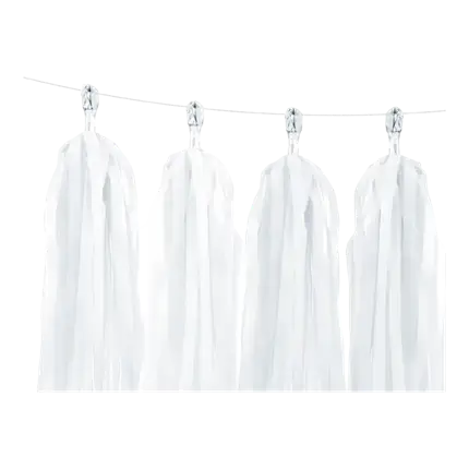 Guirnalda de borlas blancas 12 borlas