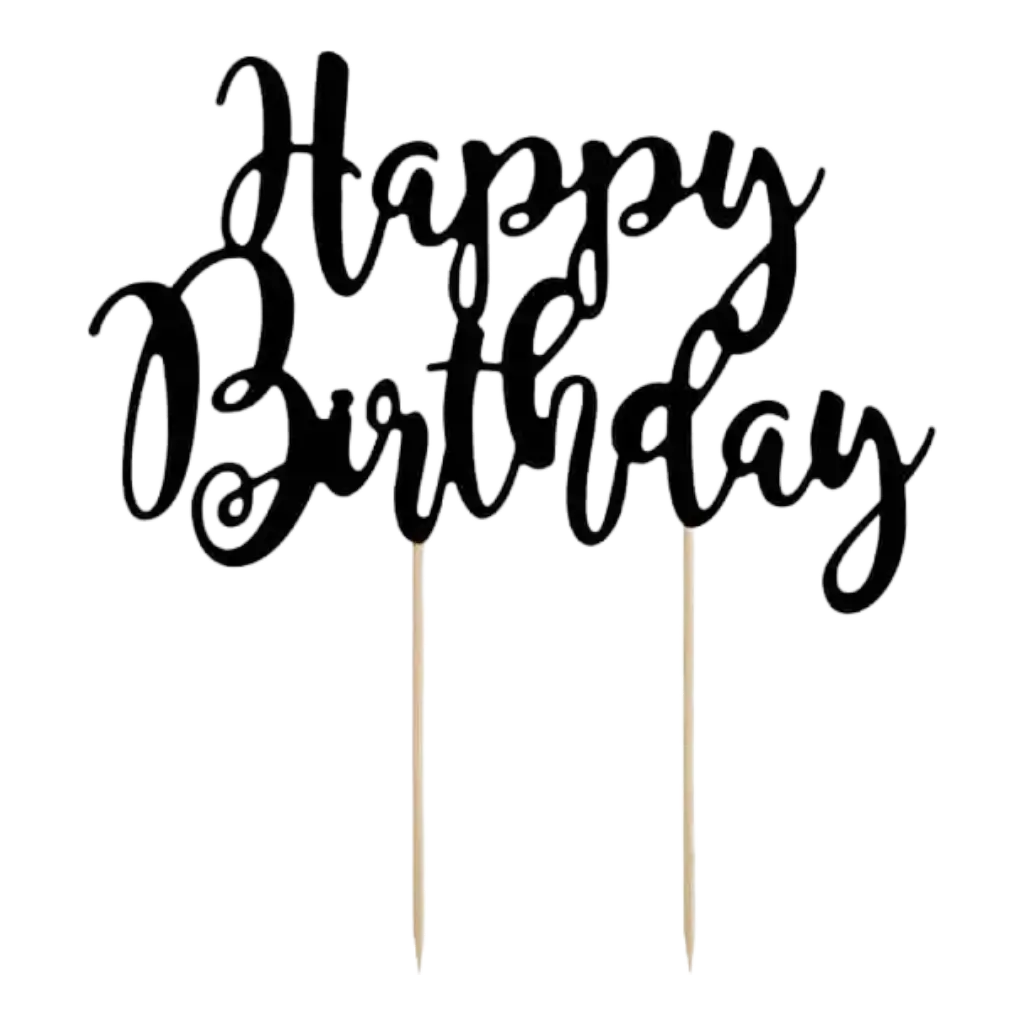 Decoración de pastel de feliz cumpleaños negro