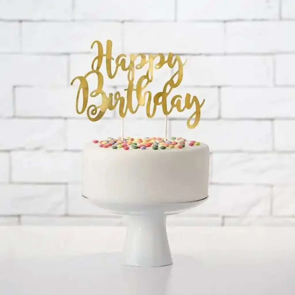 Feliz Cumpleaños pastel de oro de decoración