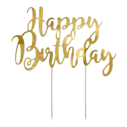 Feliz Cumpleaños pastel de oro de decoración