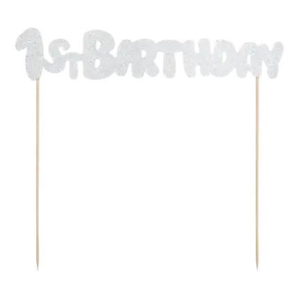Decoración de pasteles 1er Cumpleaños brillo de plata