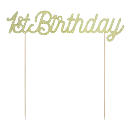 1er Cumpleaños decoración de pastel de oro con purpurina