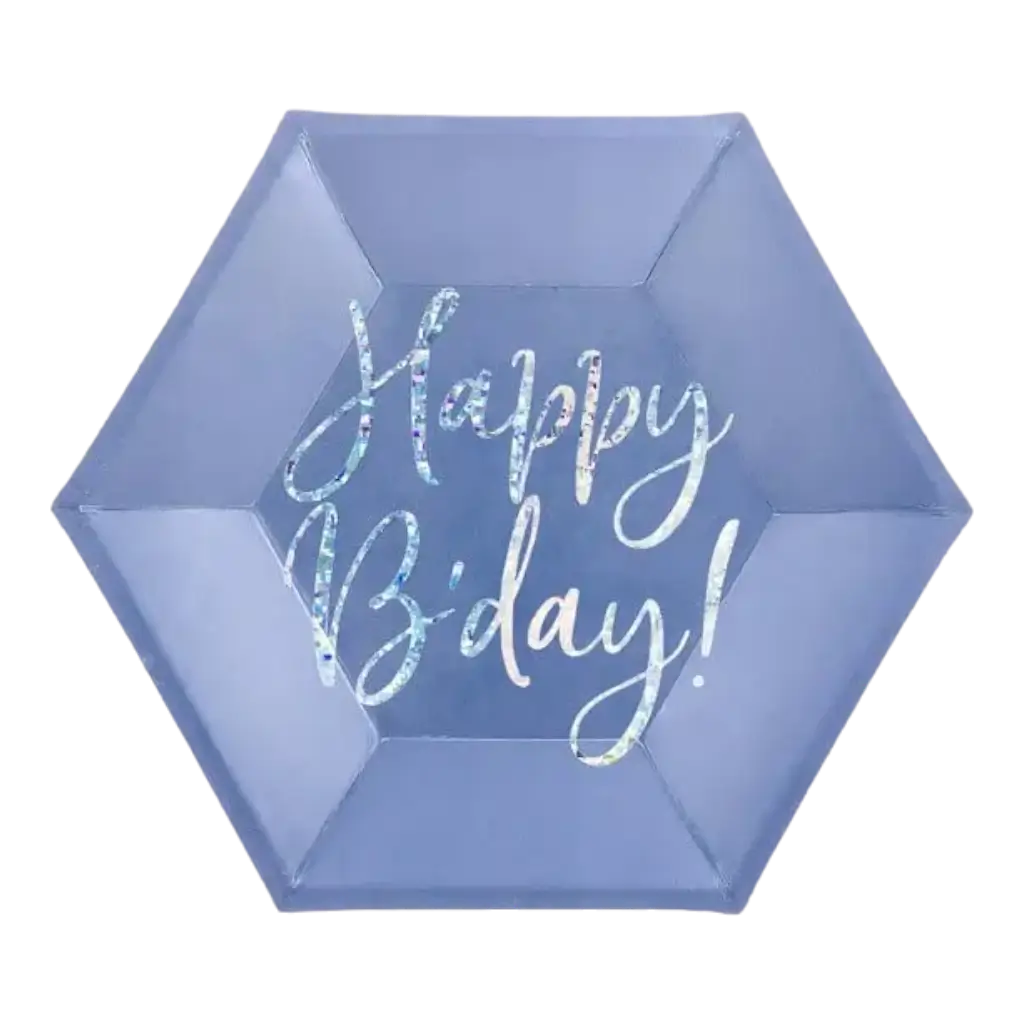 Feliz Cumpleaños Plato de papel azul (Set de 6)