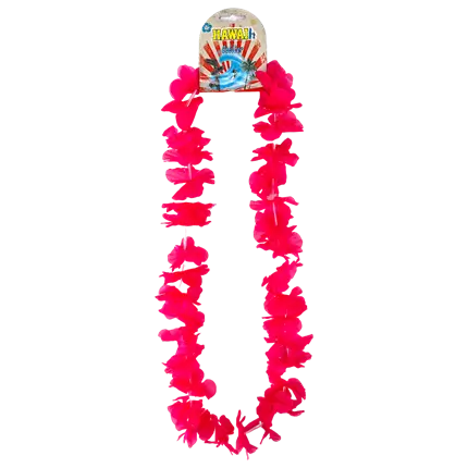 Collar de flores rosas hawaianas