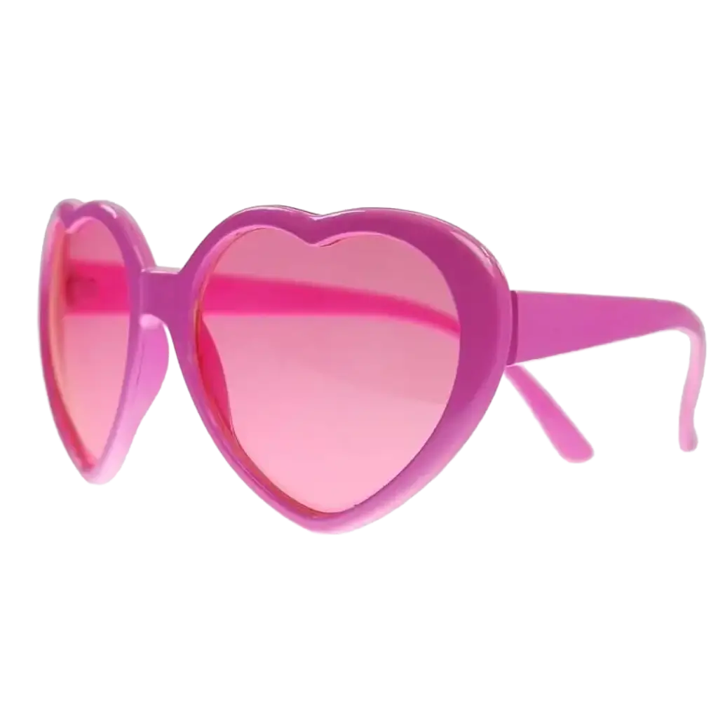 Gafas de color rosa con forma de corazón