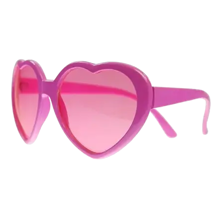 Gafas de color rosa con forma de corazón