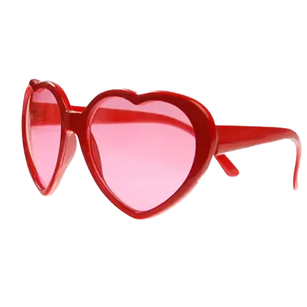 Gafas rojas con forma de corazón