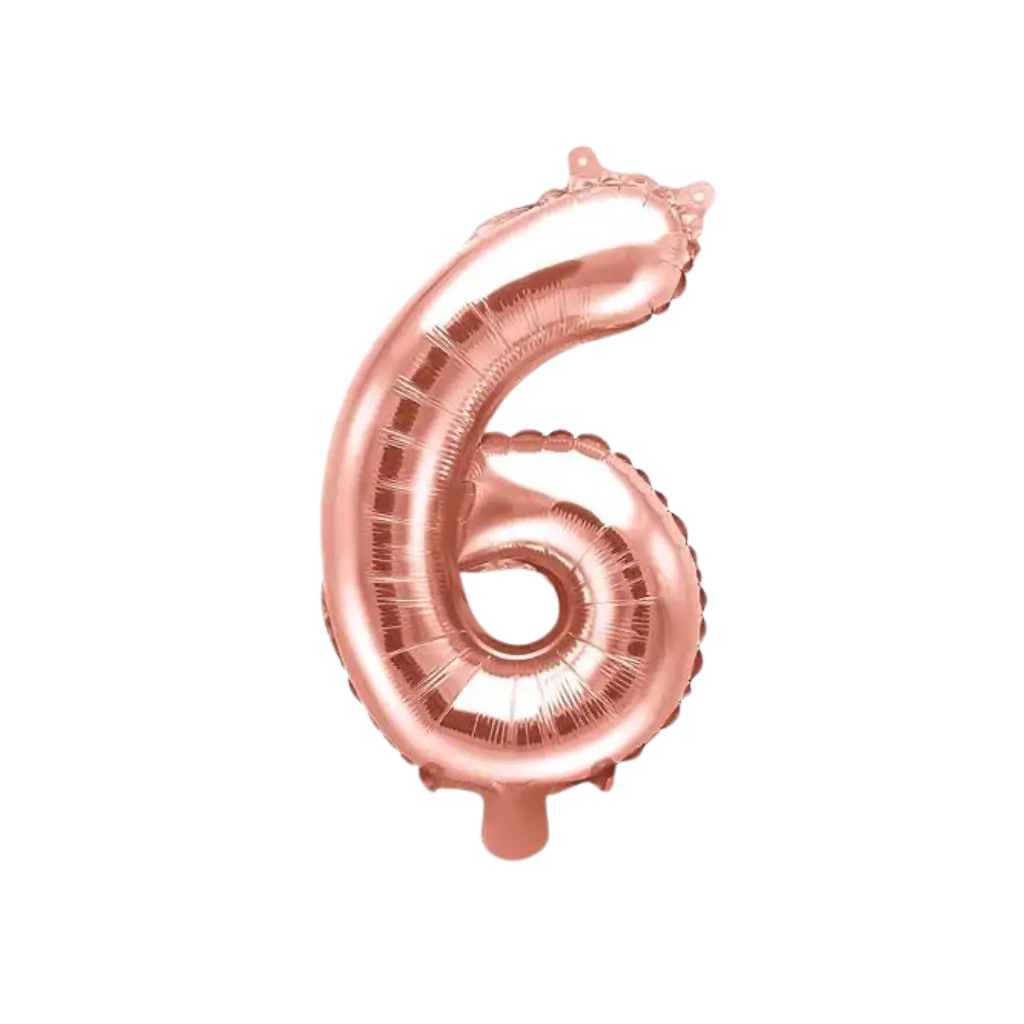 Globo de aniversario número 6 Oro rosa 35cm