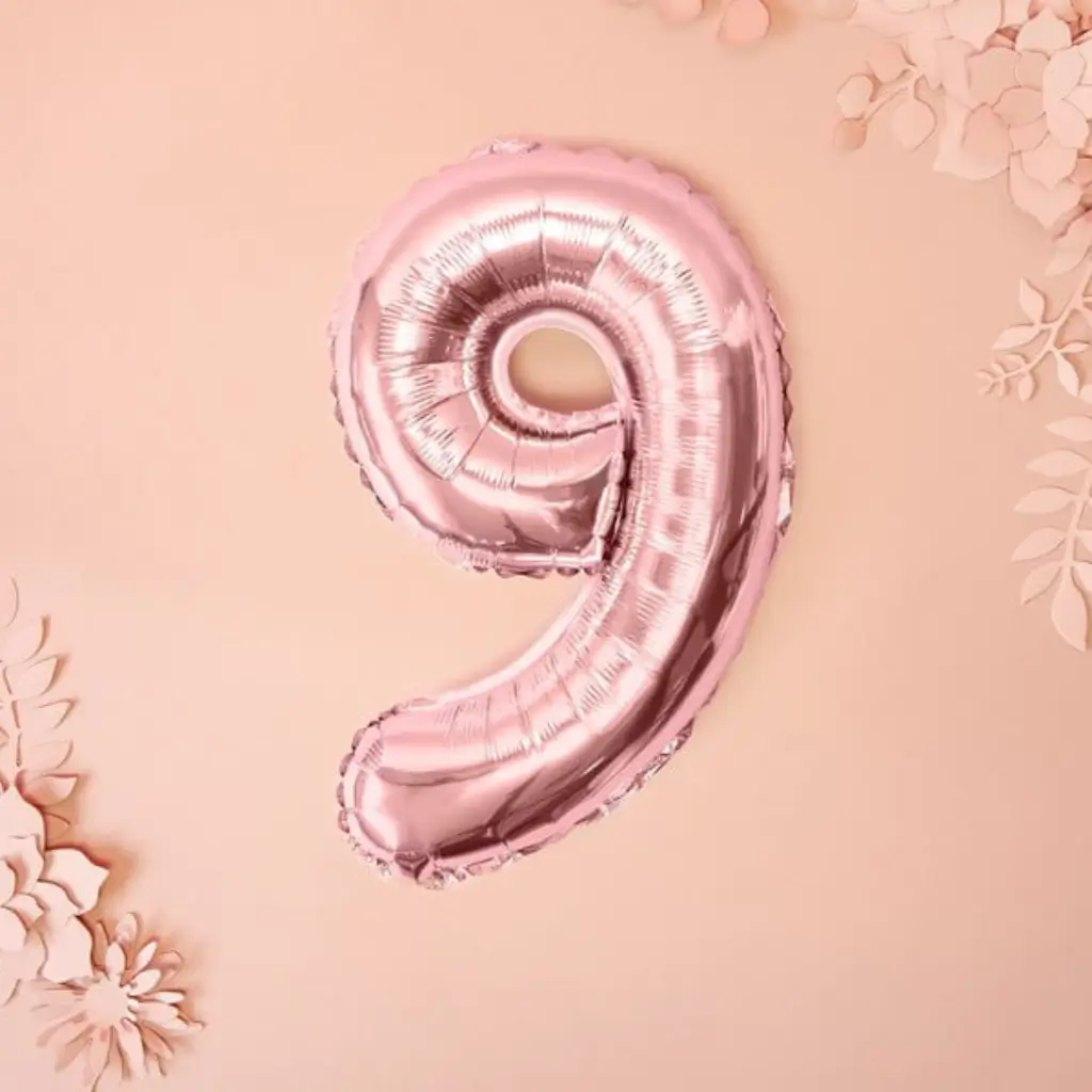 Globo de aniversario número 9 Oro rosa 35cm