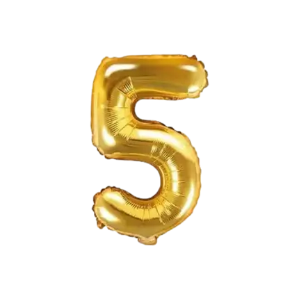 Globo de aniversario número 5 Oro 35cm