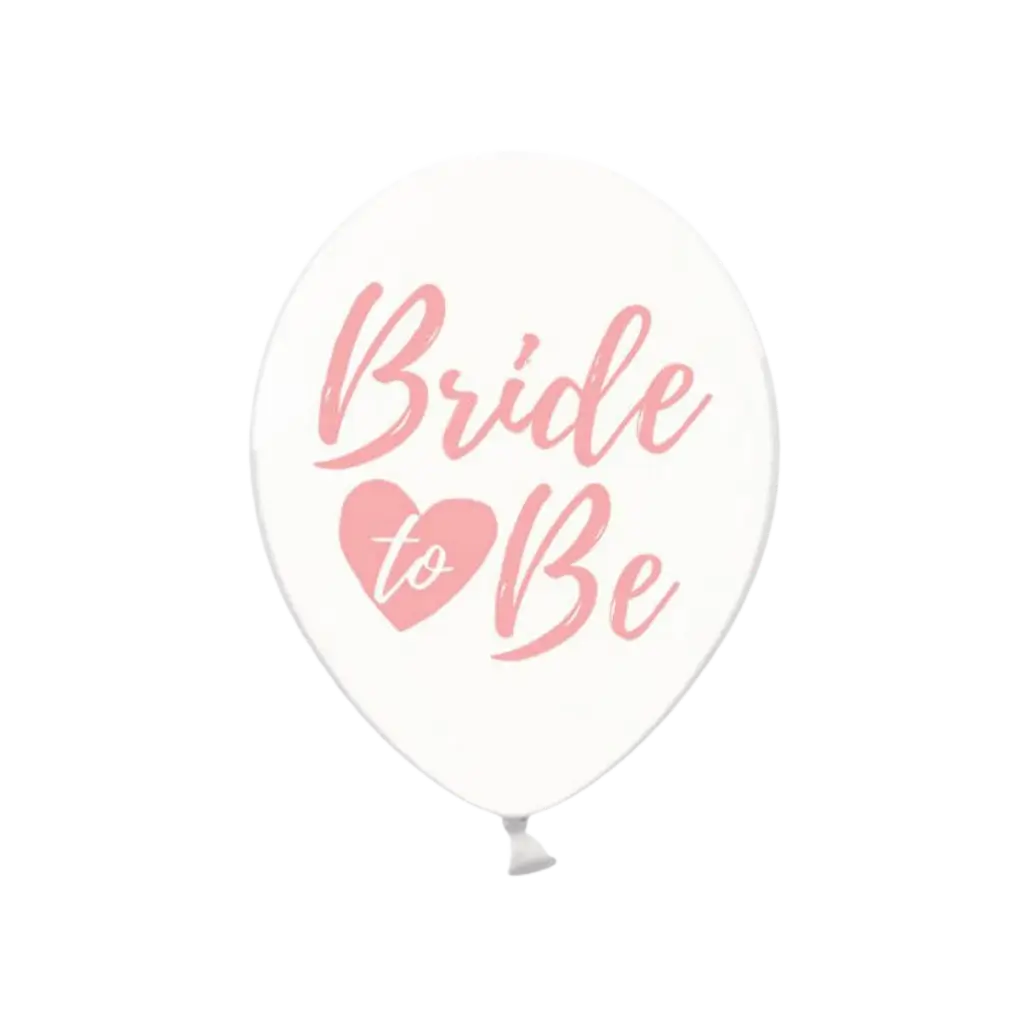 6 globos transparentes con la inscripción "BRIDE TO BE pink".