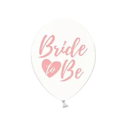 6 globos transparentes con la inscripción BRIDE TO BE pink.