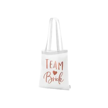Bolsa de algodón con la inscripción TEAM BRIDE de oro rosa.