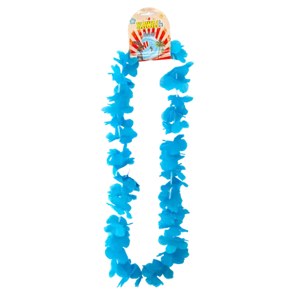 Collar hawaiano con flores azul turquesa