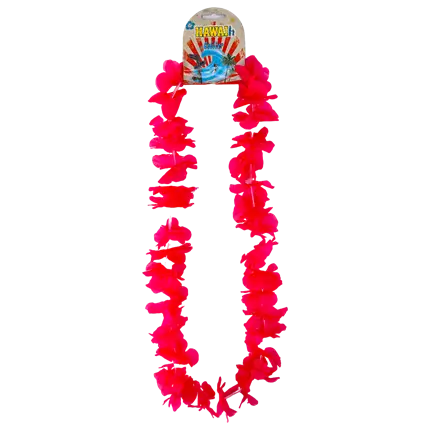 Collar hawaiano con flores rosas