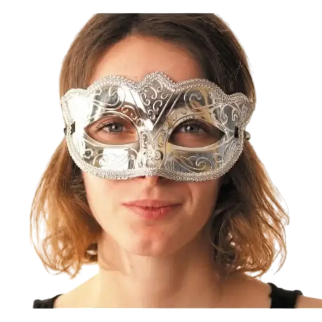 Máscara veneciana de plata burlesca
