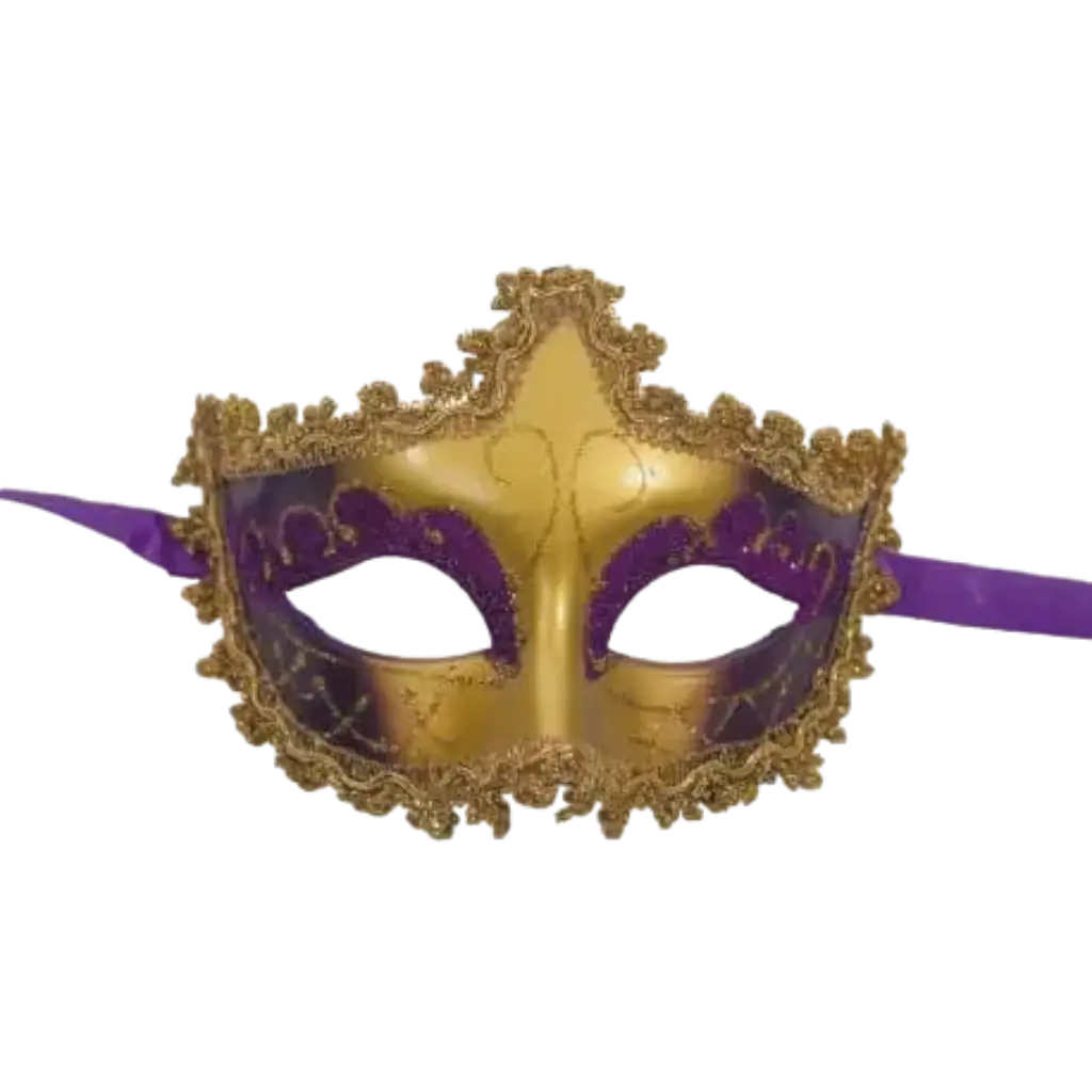Máscara veneciana de oro y púrpura