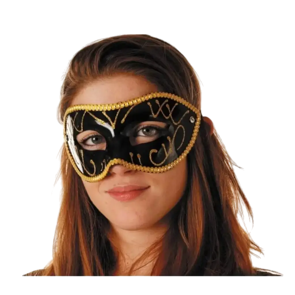 Máscara veneciana negra y dorada