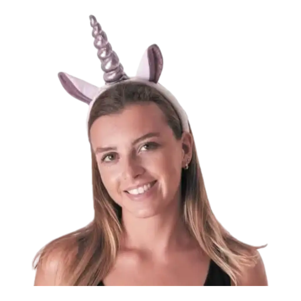 Diadema de unicornio en brillo plateado