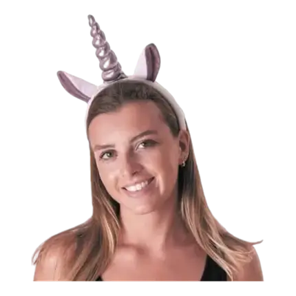 Diadema de unicornio en brillo plateado