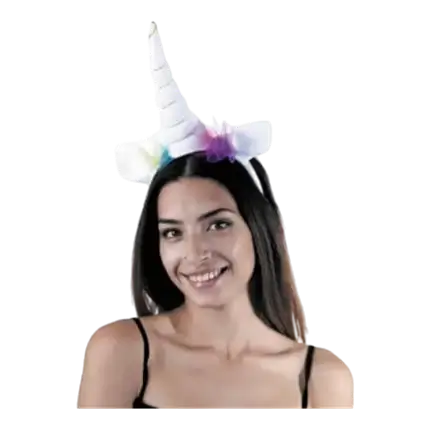 Cinta para la cabeza Unicornio blanco con tul multicolor