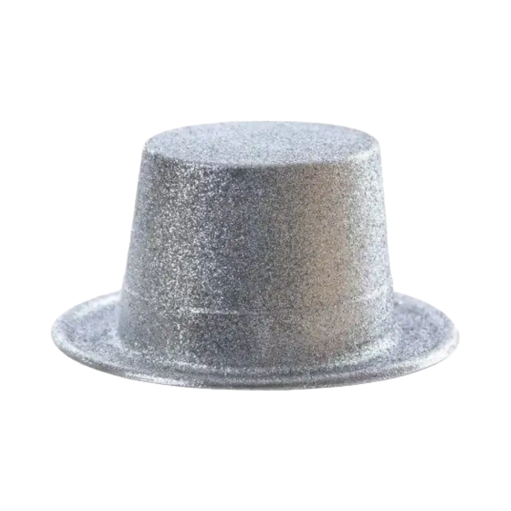 Sombrero de copa con paja de plata