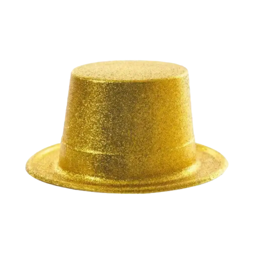 Sombrero de copa de lentejuelas doradas