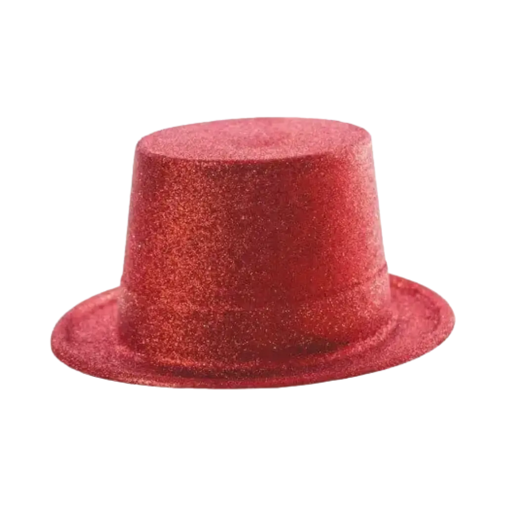 Sombrero de copa de lentejuelas rojas