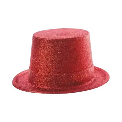 Sombrero de copa de lentejuelas rojas