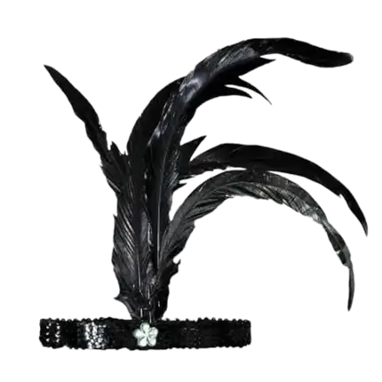 Cinta del pelo CHARLESTON negro con plumas