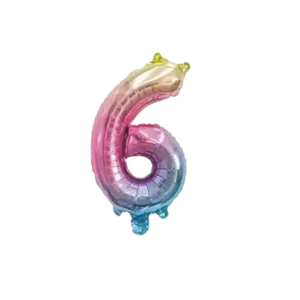 Globo de aniversario número 6 Arco Iris 36cm