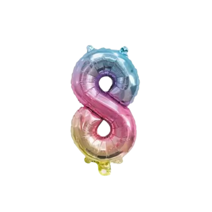 Globo de aniversario número 8 Arco Iris 36cm