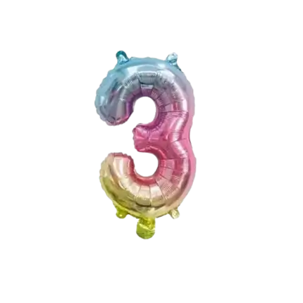 Globo de aniversario número 3 Arco Iris 36cm