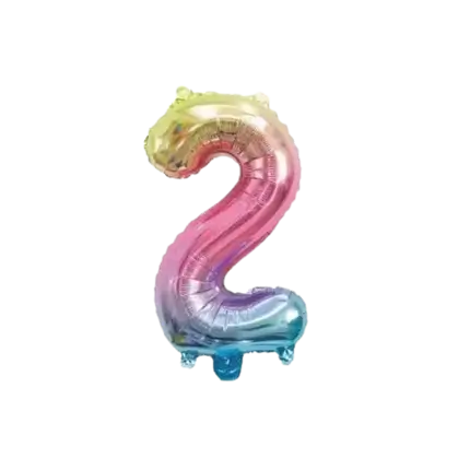 Globo de aniversario número 2 Arco Iris 36cm