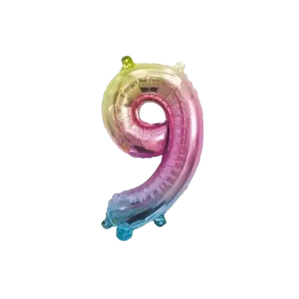 Bola de cumpleaños número 9 Arco Iris 36cm