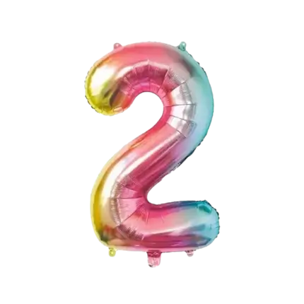 Globo de aniversario número 2 Arco Iris 86cm