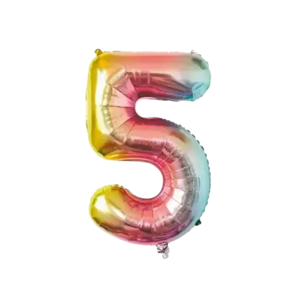 Globo de aniversario número 5 Rainbow 86cm