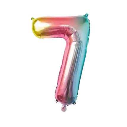 Globo de aniversario número 7 Rainbow 86cm