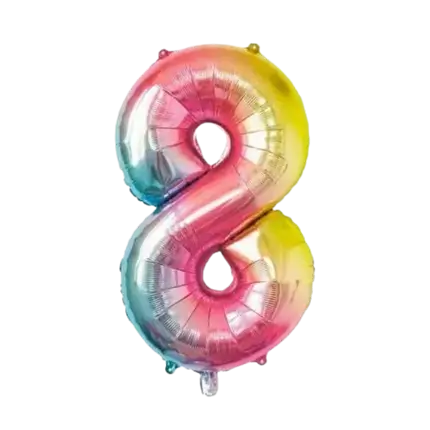 Globo de aniversario número 8 Arco Iris 86cm