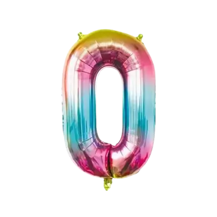 Globo de aniversario número 0 Arco Iris 86cm