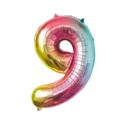 Bola de cumpleaños número 9 Arco Iris 86cm