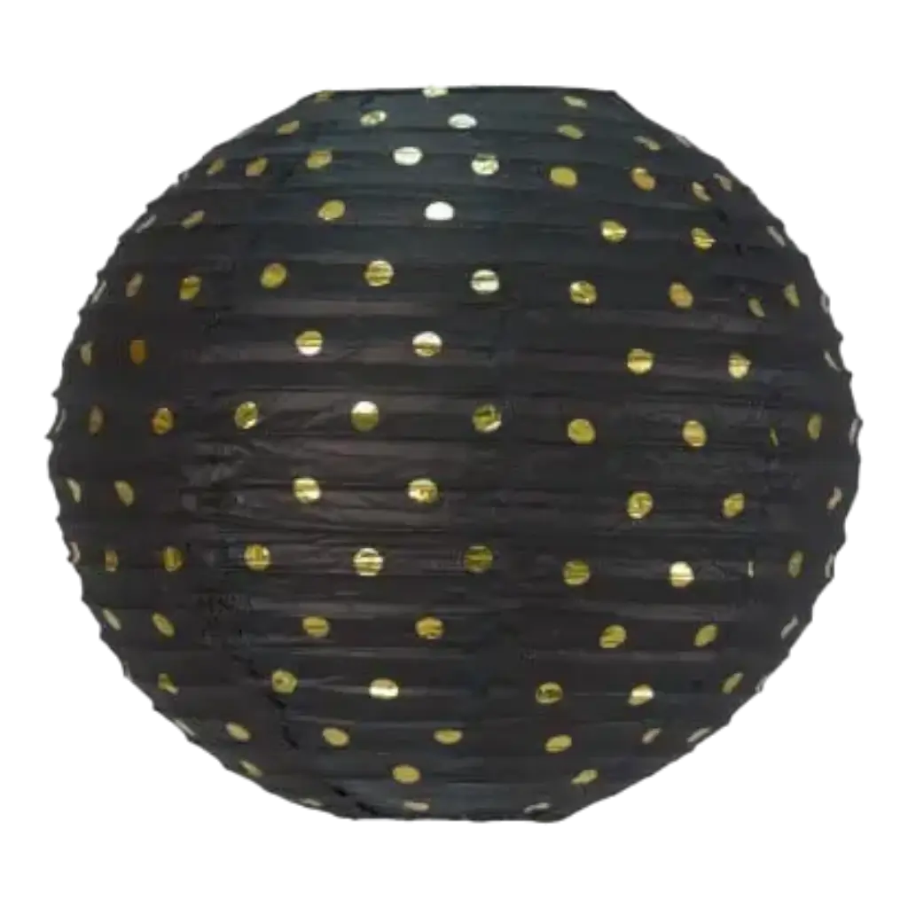 Linterna negra japonesa con puntos dorados de 35 cm.
