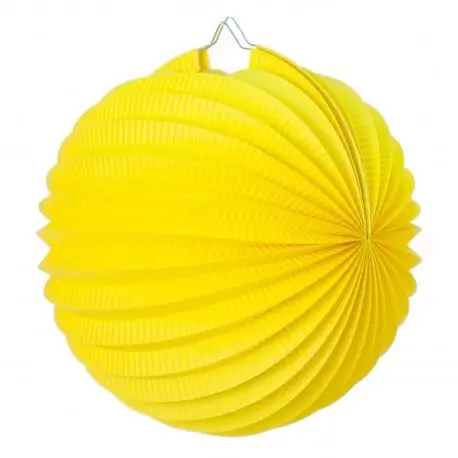 Bola de papel de lámpara redonda amarilla de 30 cm.