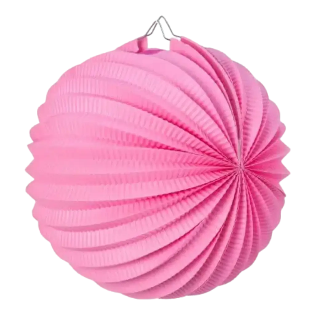 Lámpara redonda de papel rosa claro de 30 cm.